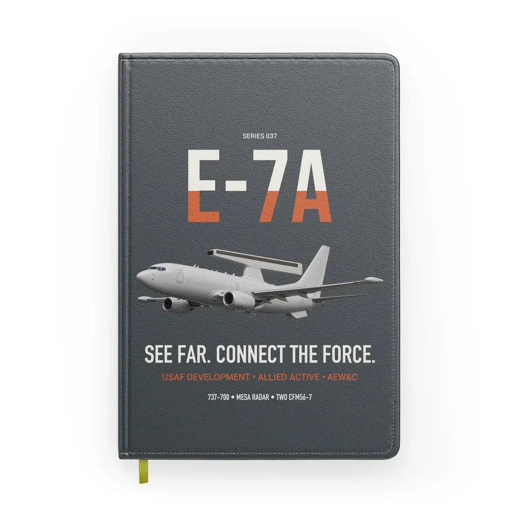E-7A Wedgetail design on gray notebook