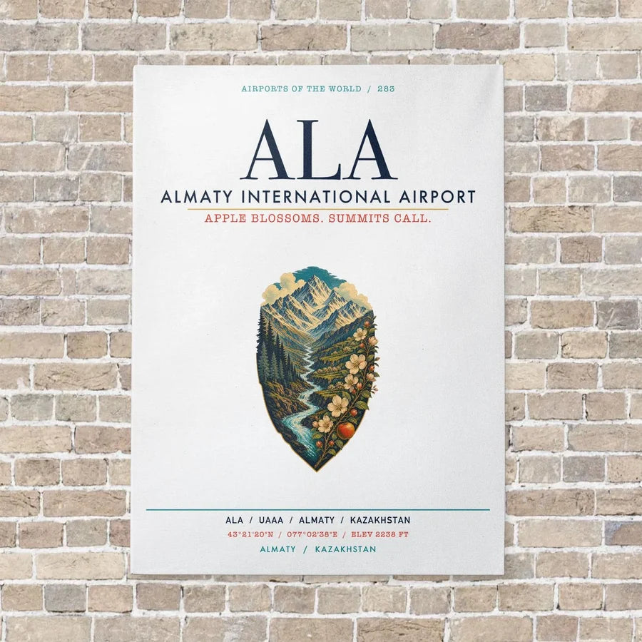 Almaty International Airport ALA vertical canvas print - no frame - white background