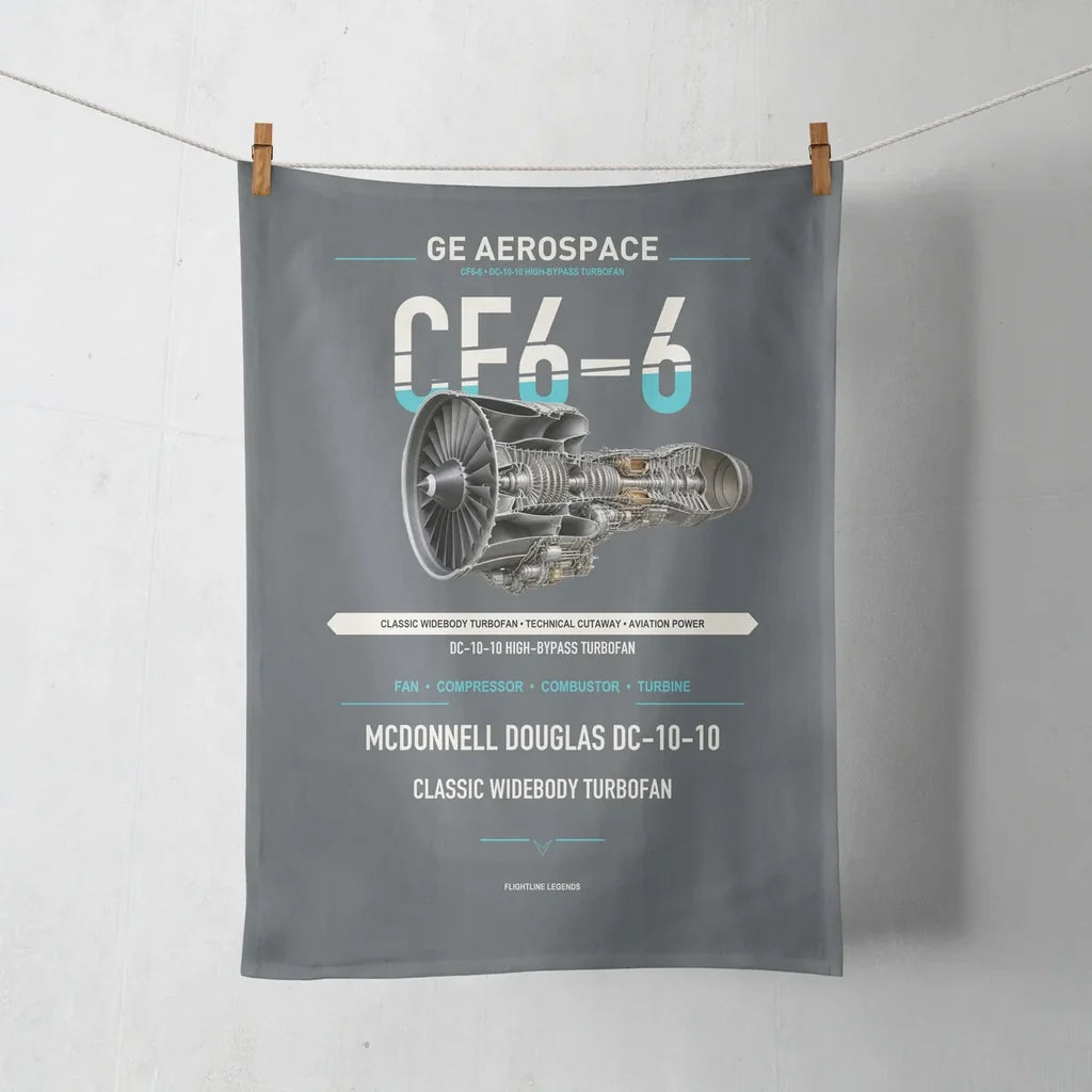 CF6-6 design on gray towel