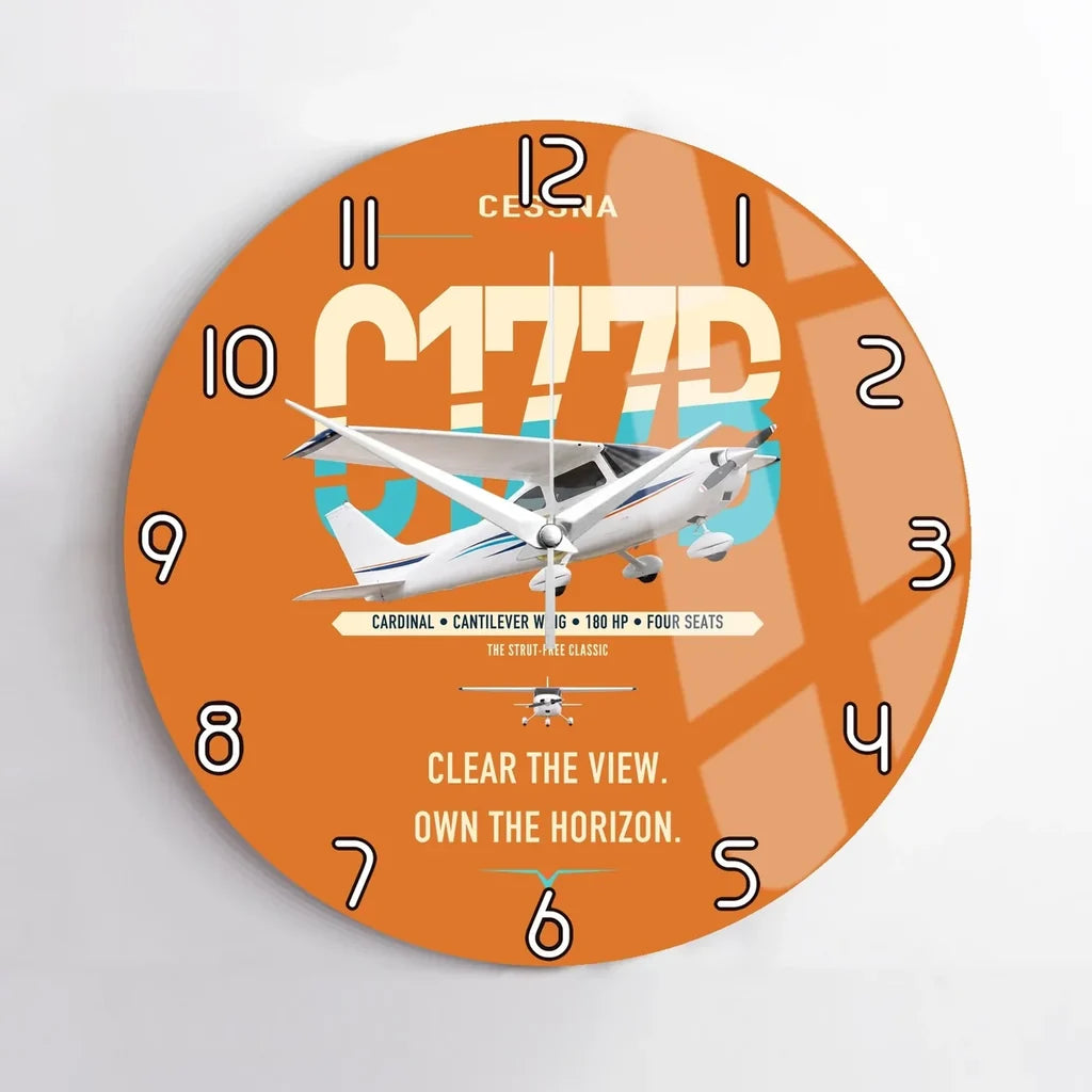 Cessna 177B Cardinal design on orange no frame wall clock