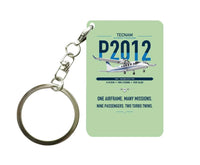 Thumbnail for Tecnam P2012 Traveller design on light green designed key chain, double-side print