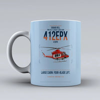 Thumbnail for SUBARU Bell 412EPX design on light blue ceramic mug, double-side print