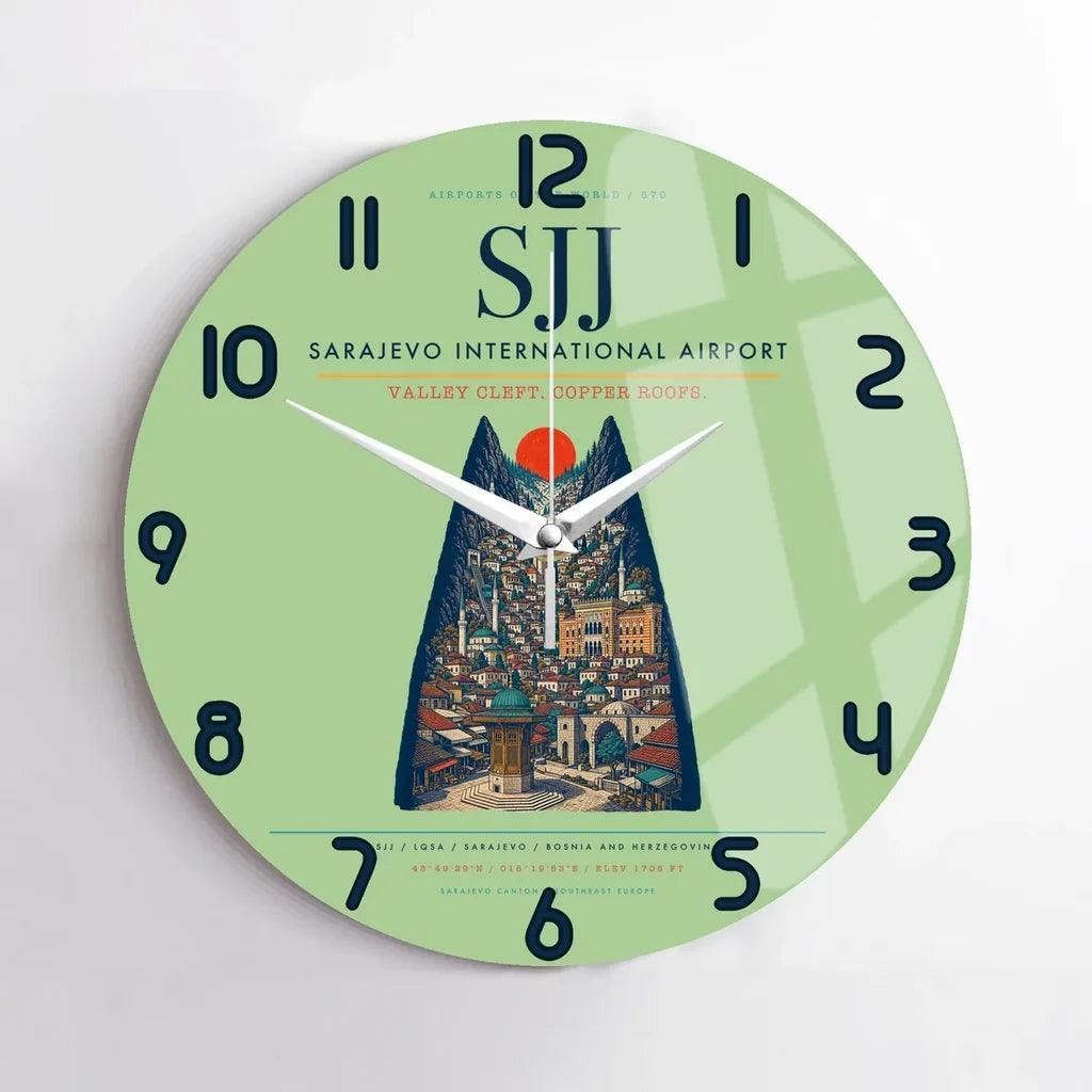 Sarajevo International Airport SJJ Wall-Clock No-Frame - Light Green