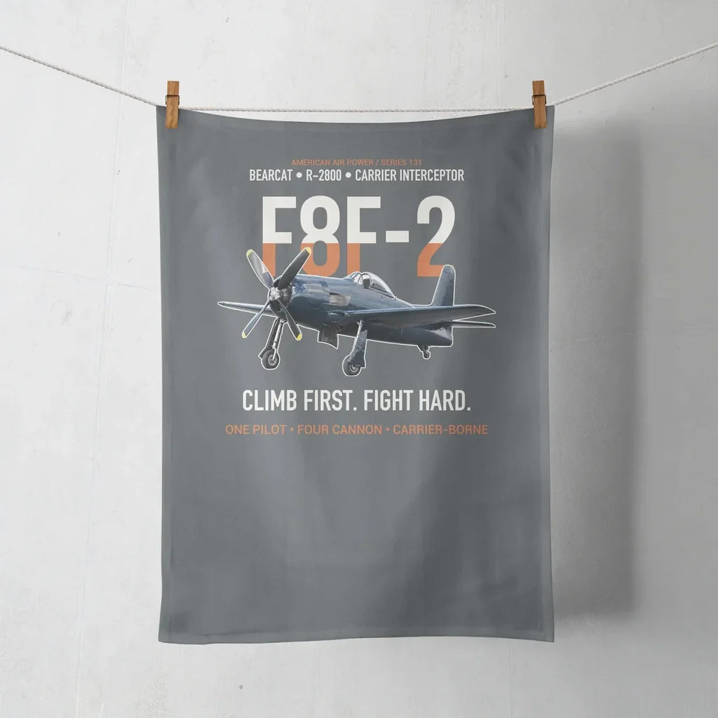 F8F-2 Bearcat Climb First Fight Hard design on gray towel
