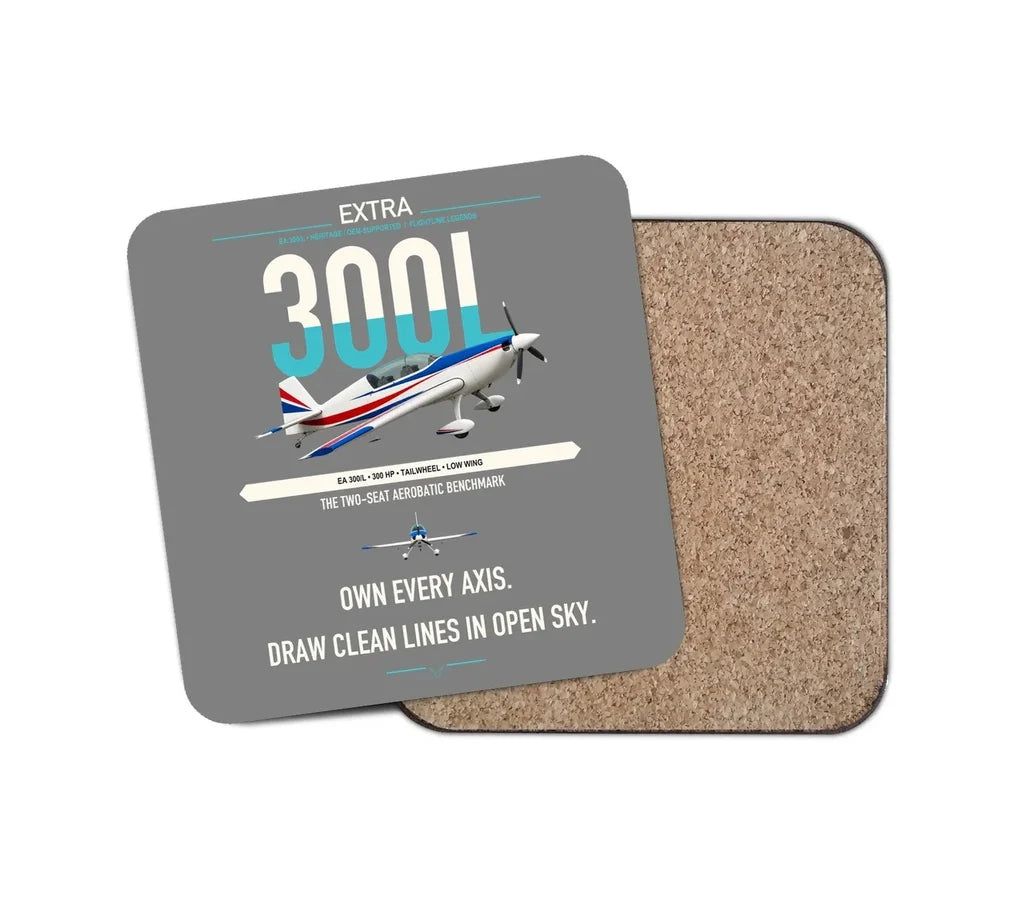 Extra 300L design on gray 1 piece coaster