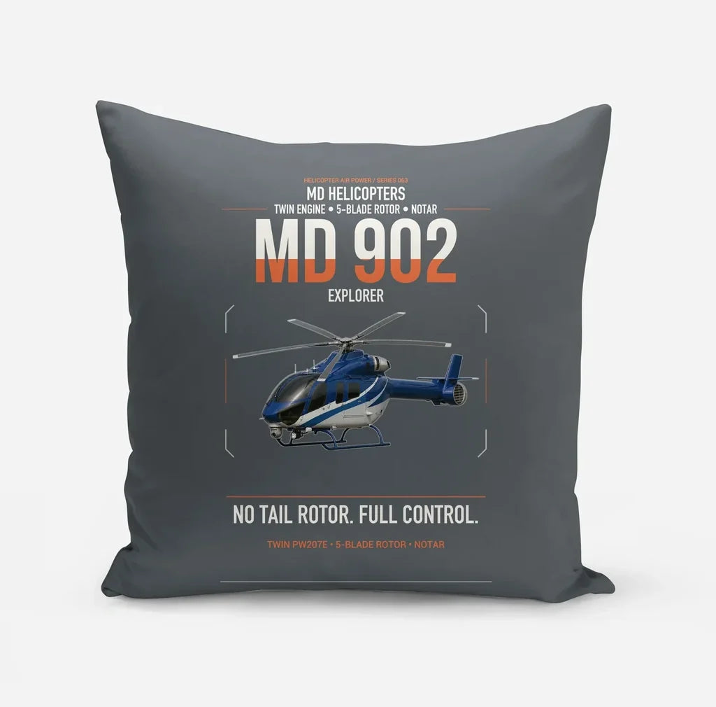 MD Helicopters MD 902 Explorer design on gray pillow