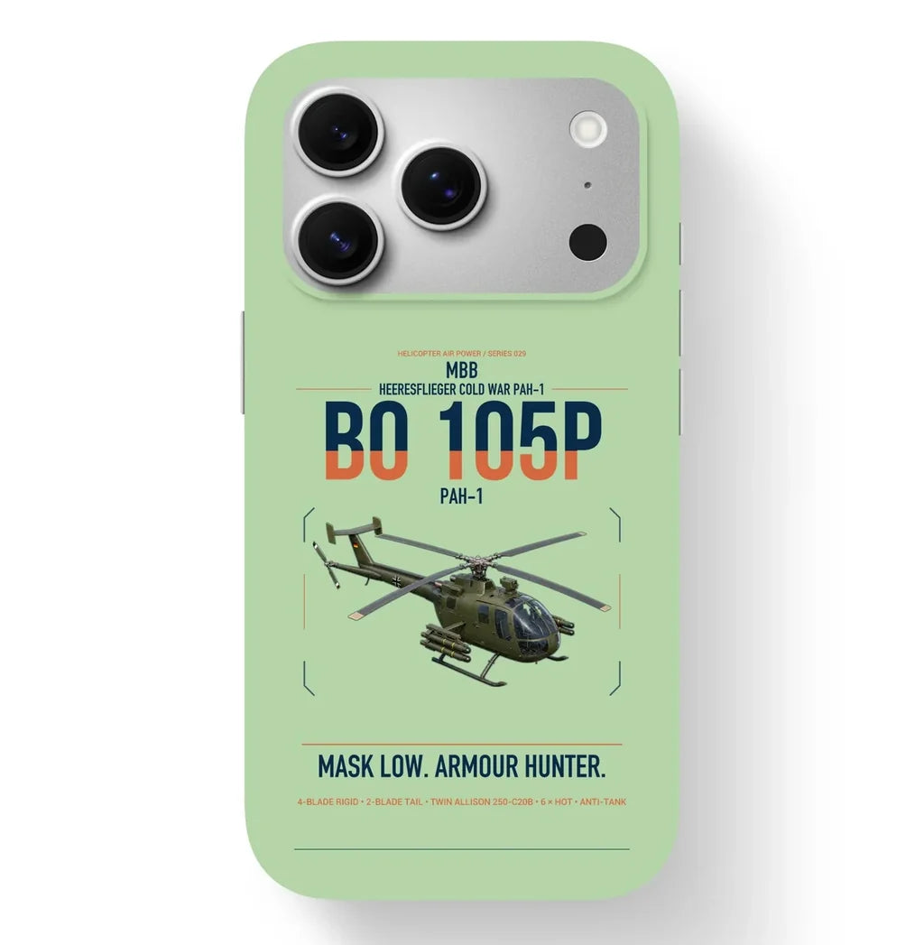 MBB BO 105P PAH-1 design on light green magsafe iphone case, for iPhone 17 Pro