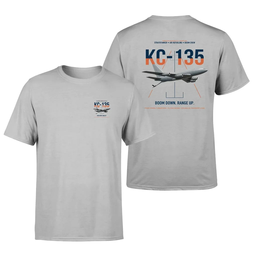 KC-135 STRATOTANKER design on light gray double-side t-shirt, double-side print