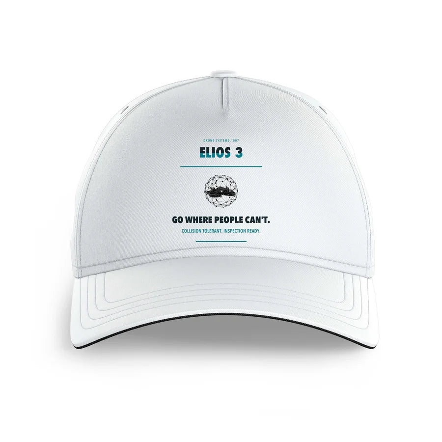 Flyability Elios 3 design on white printed hat