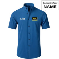 Thumbnail for A350 Flat Text Designed Short Sleeve Shirts - view 11