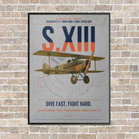 Thumbnail for SPAD S.XIII C.1 vertical canvas print - framed - light gray background