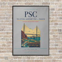 Thumbnail for Tri-Cities Airport PSC — Pasco vertical canvas print - framed - light gray background
