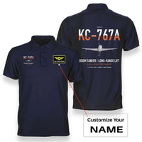 Thumbnail for Boeing KC-767A design on navy blue+name double-side polo t-shirt, double-side print