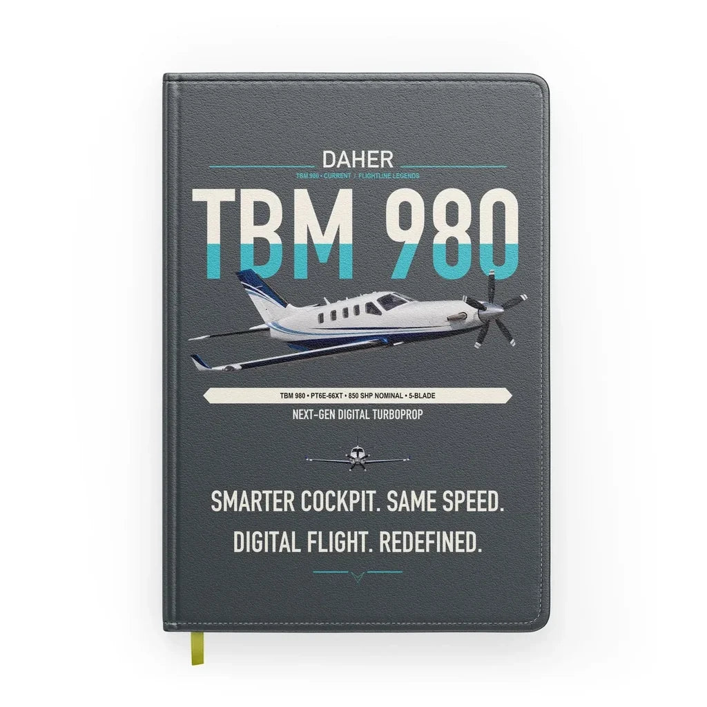 Daher TBM 980 design on gray notebook