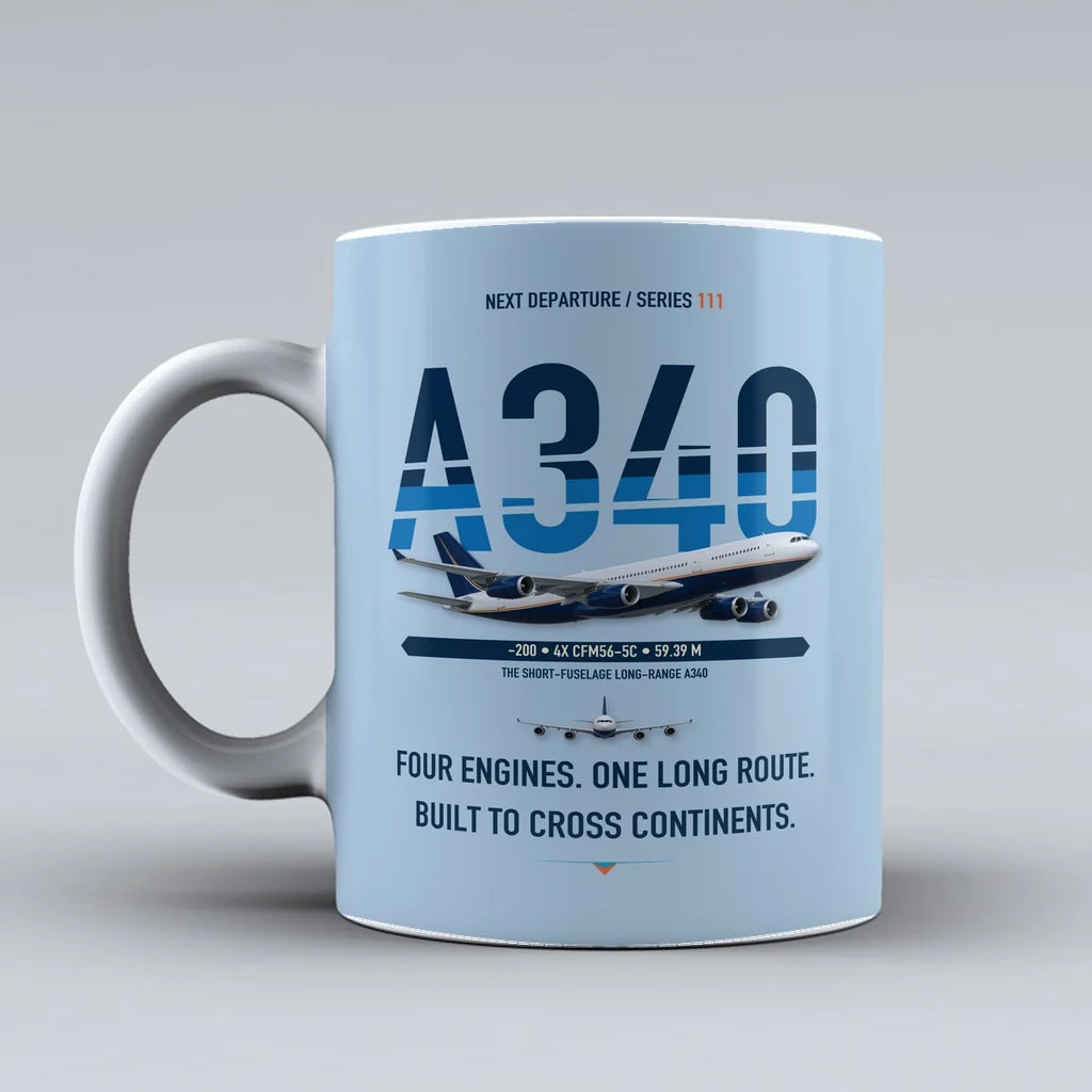 A340-200 Mug design on light blue airbus