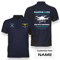 Thumbnail for DJI Phantom 4 RTK design on navy blue polo with custom name badge