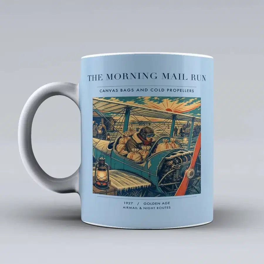VINTAGE G4146 - The Morning Mail Run - Ceramic Mug design on lightblue