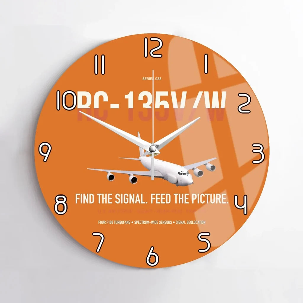 RC-135V W Rivet Joint design on orange no frame wall clock