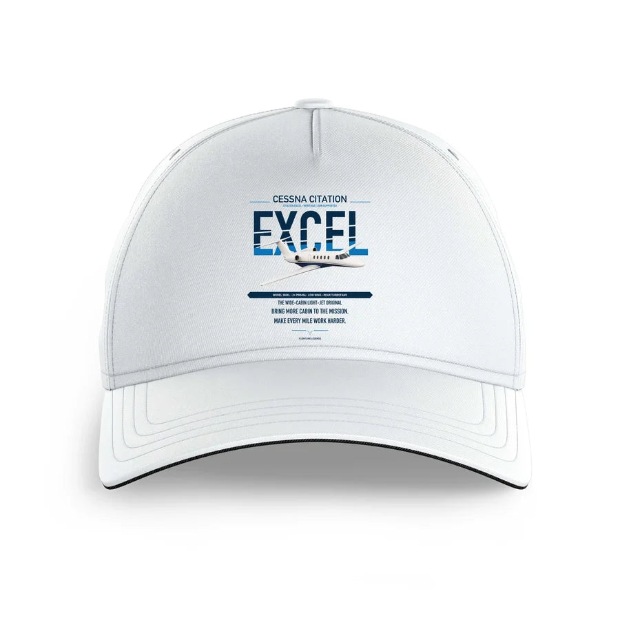 Cessna Citation Excel design on white printed hat