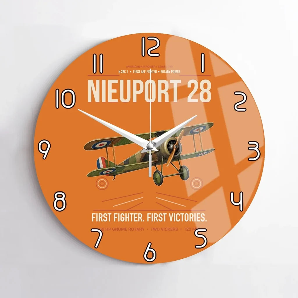Nieuport 28C.1 design on orange no frame wall clock