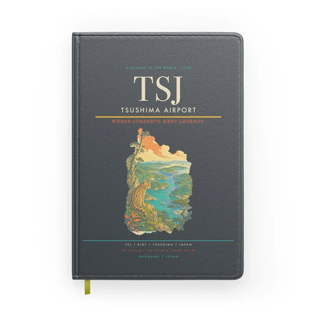 Tsushima Airport (TSJ) design on gray notebook