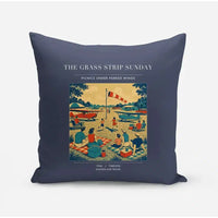 Thumbnail for VINTAGE G4241 - The Grass Strip Sunday - Designed Pillows design on navyblue