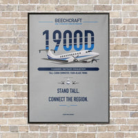 Thumbnail for Beechcraft 1900D vertical canvas print - framed - light gray background