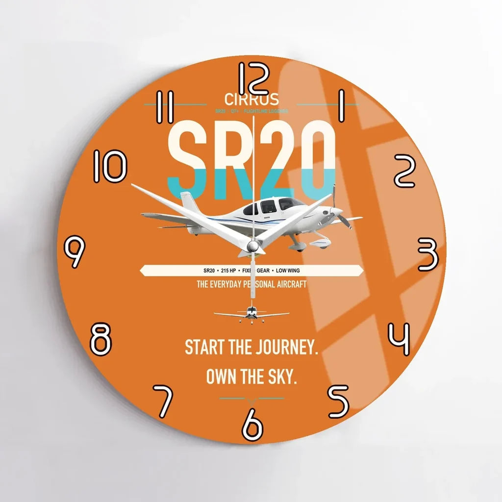 Cirrus SR20 design on orange no frame wall clock