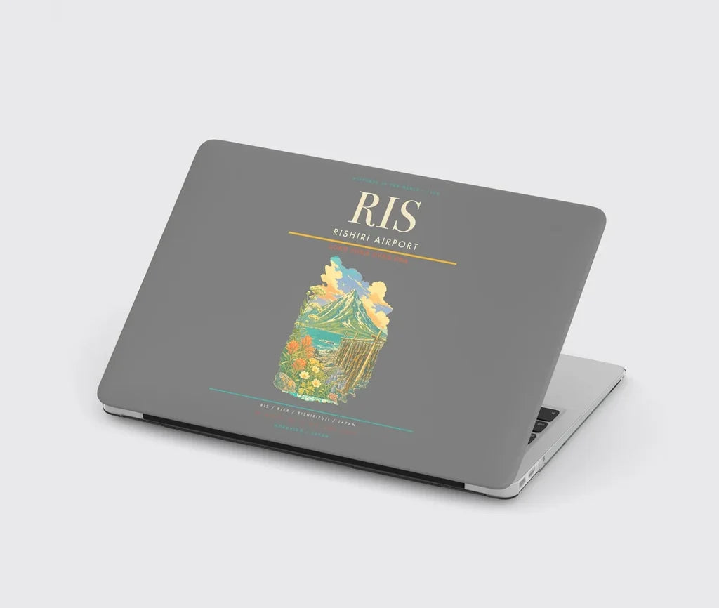 Rishiri Airport (RIS) design on gray MacBook case
