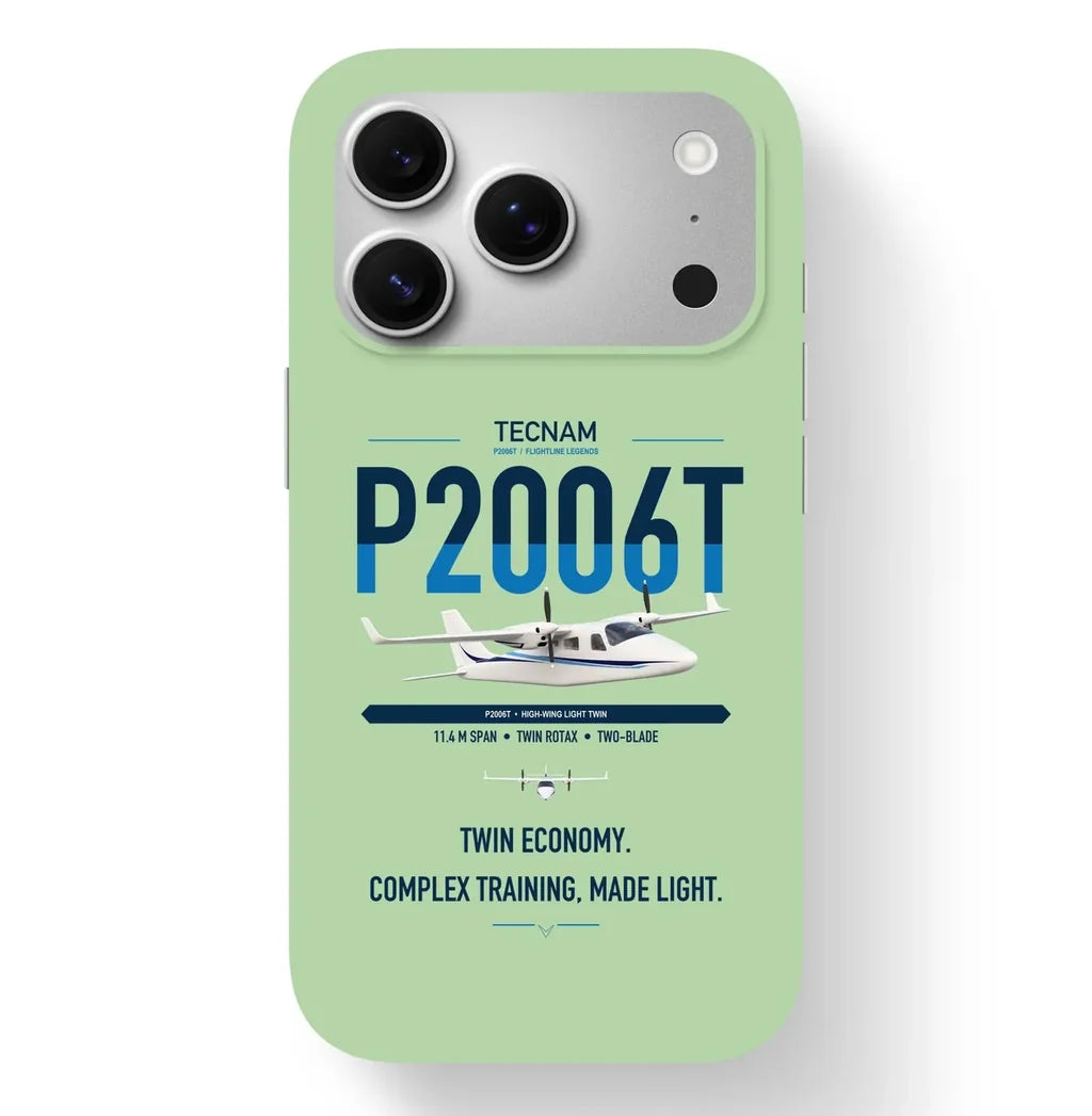 Tecnam P2006T design on light green magsafe iphone case, for iPhone 17 Pro