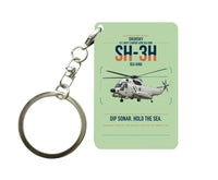 Thumbnail for Sikorsky SH-3H Sea King design on light green designed key chain, double-side print