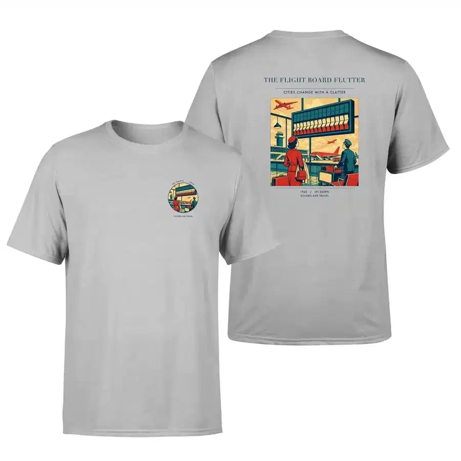 VINTAGE G4302 - The Flight Board Flutter - Double-Side T-Shirt design on lightgray double side t shirt