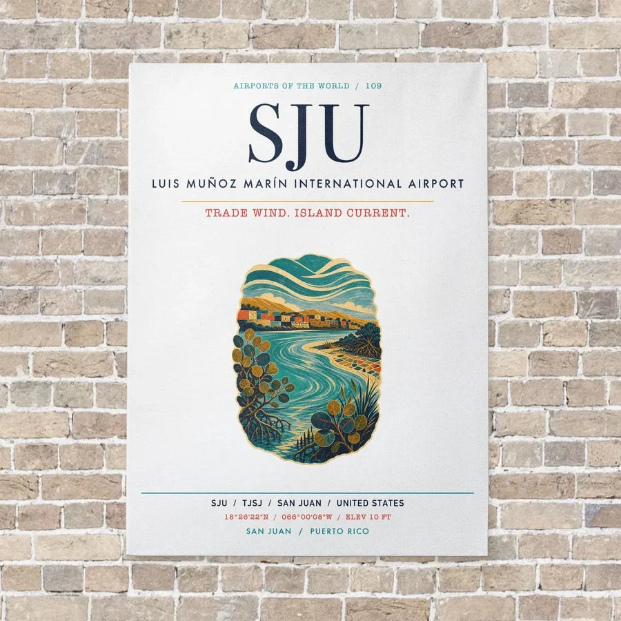 Luis Muñoz Marín International Airport San Juan SJU vertical canvas print - no frame - white background