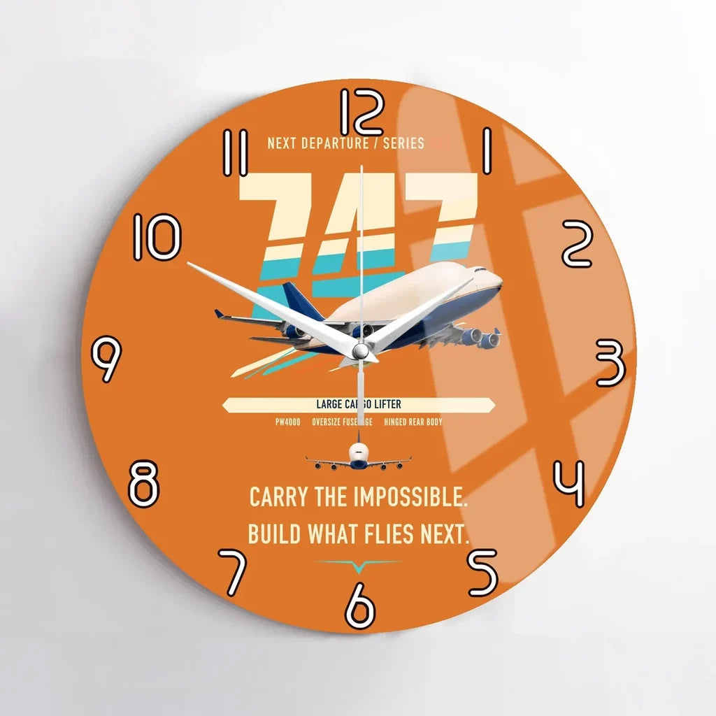 Boeing 747-400 Dreamlifter design on orange no frame wall clock