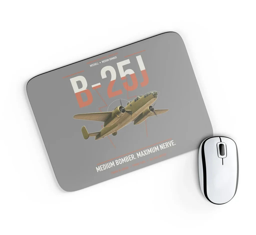 B-25J Mitchell design on gray rectangle mouse pad