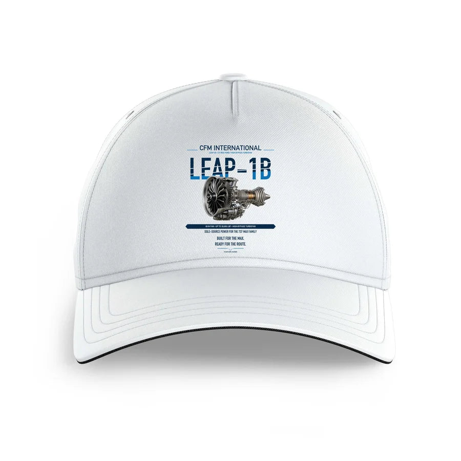CFM LEAP-1B design on white printed hat