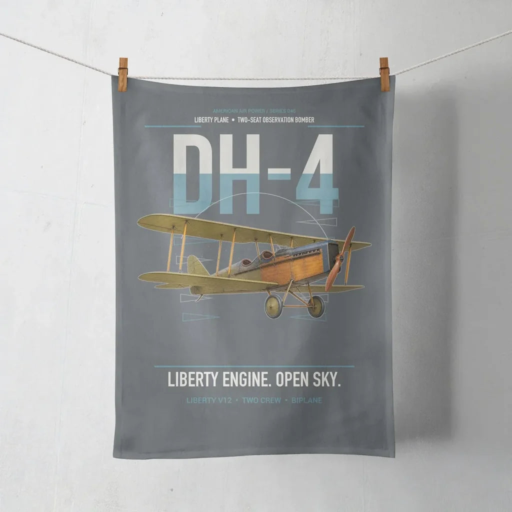 Airco DH-4 Liberty Plane design on gray towel