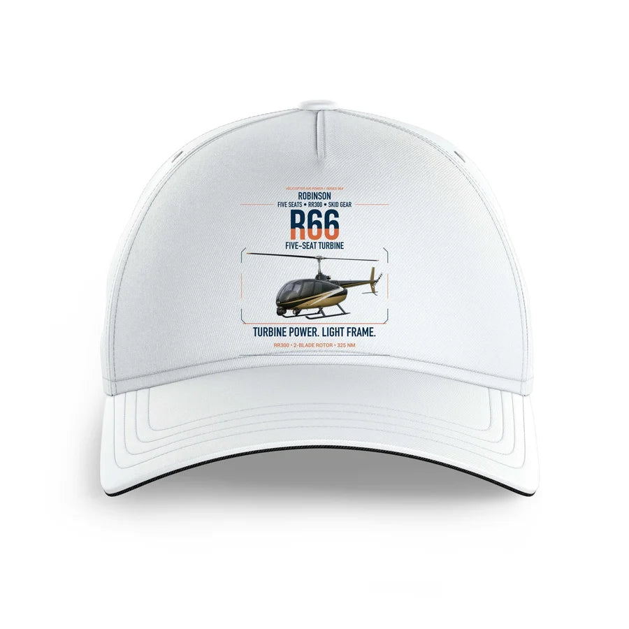 Robinson R66 design on white printed hat