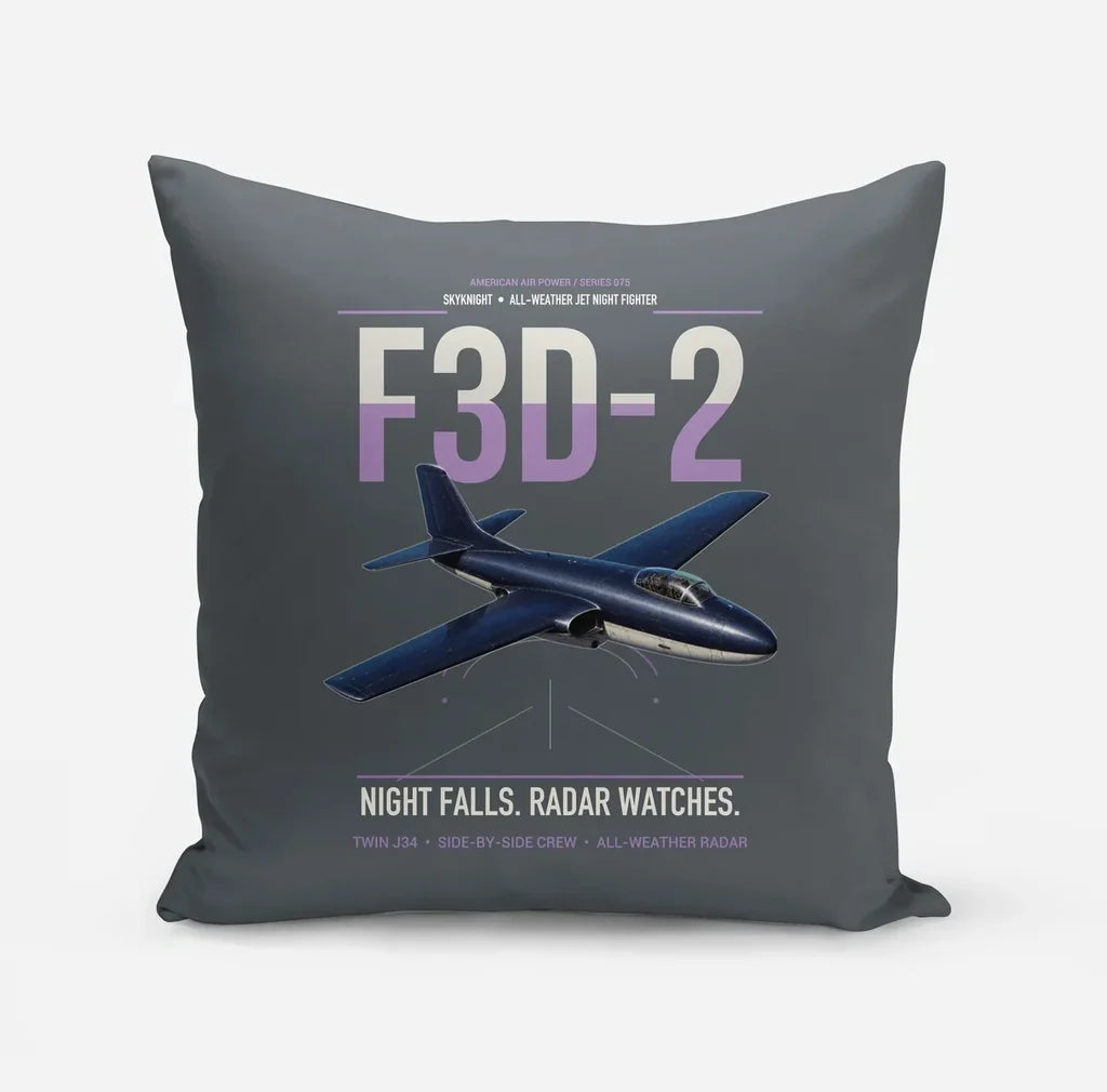 F3D-2 Skyknight design on gray pillow