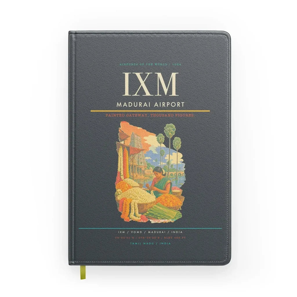 Madurai Airport (IXM) design on gray notebook