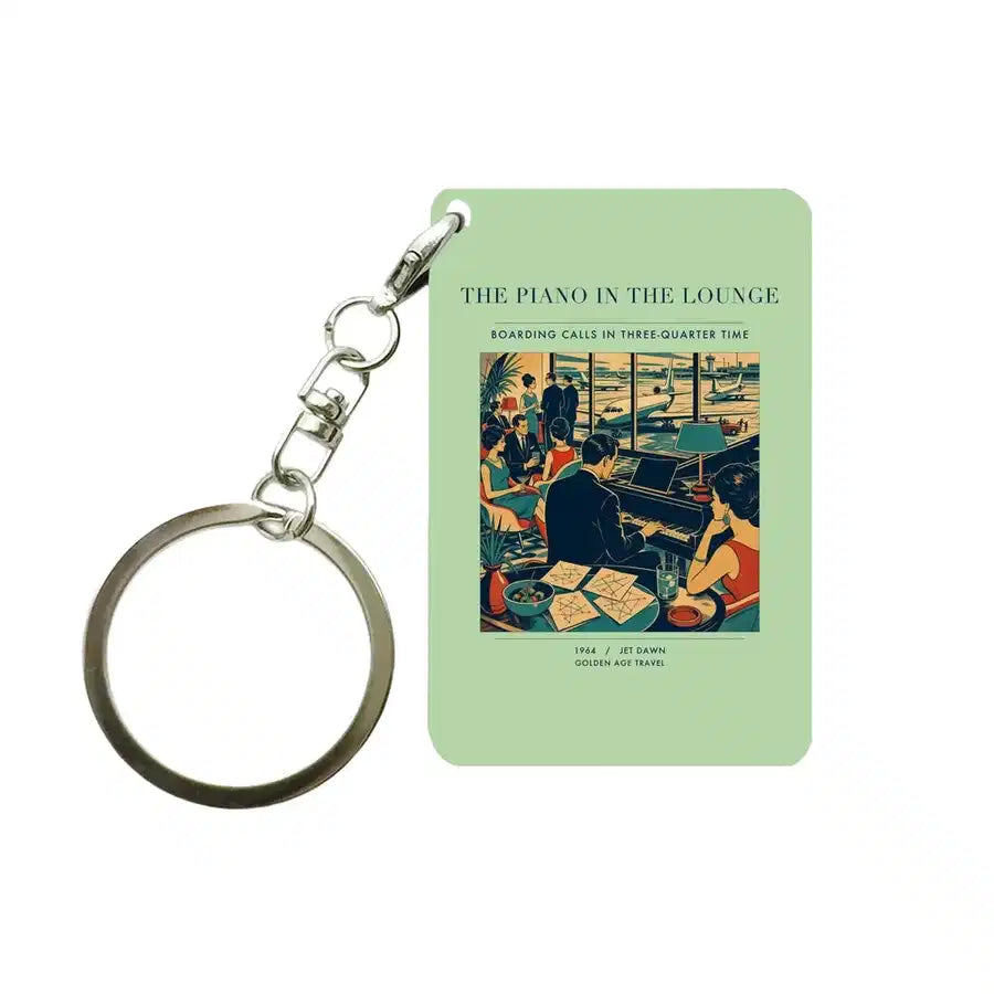 VINTAGE G4301 - The Piano In The Lounge - Designed Key Chain design on lightgreen