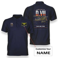 Thumbnail for Fokker D.VII design on navy blue+name double-side polo t-shirt, double-side print