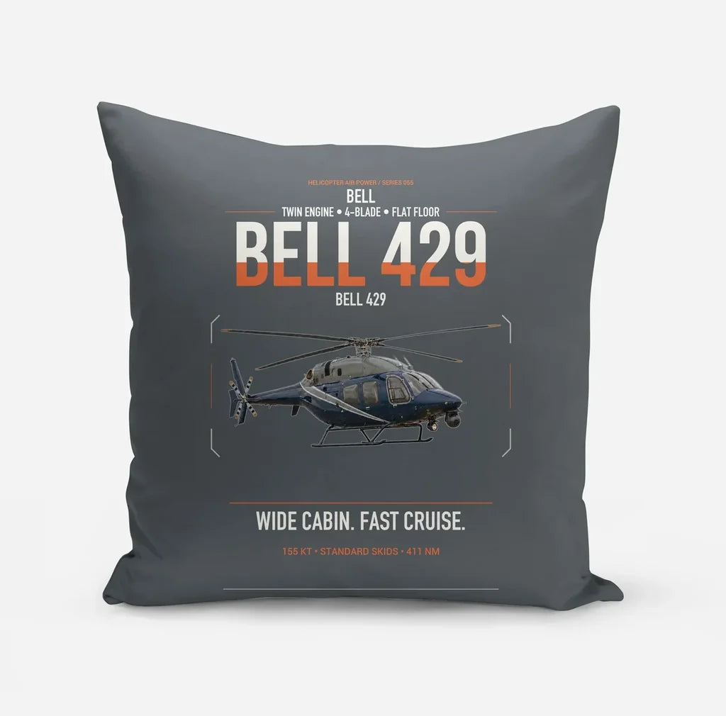 Bell 429 design on gray pillow