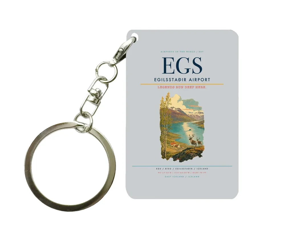 Egilsstaðir Airport (EGS) design on light gray key chain