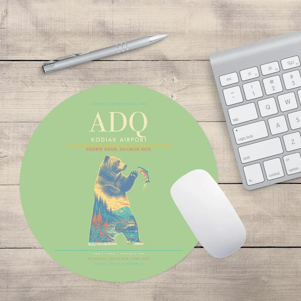 Kodiak Airport ADQ Mouse-Pad Round - Light Green