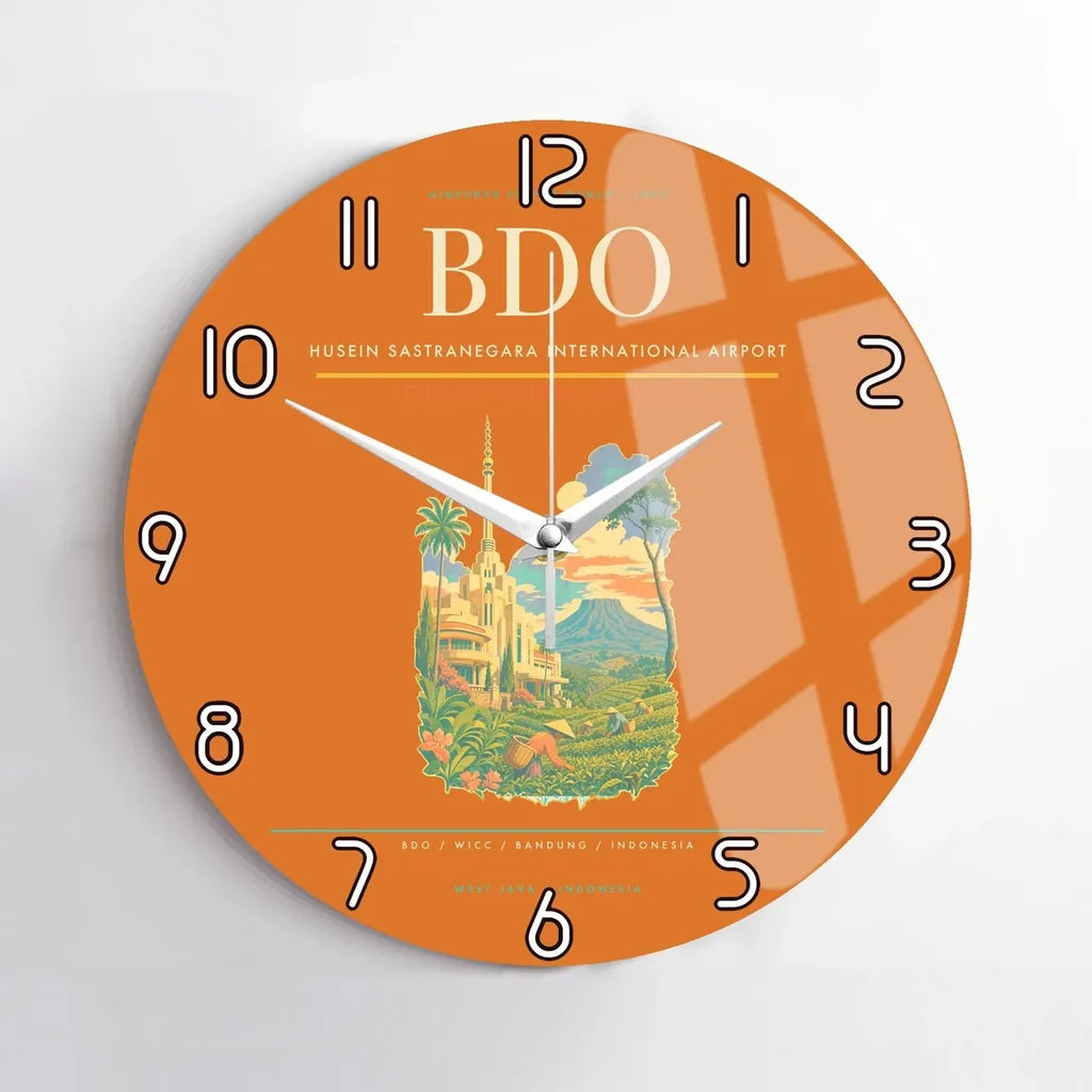 Husein Sastranegara International Airport (BDO) design on orange no frame wall clock