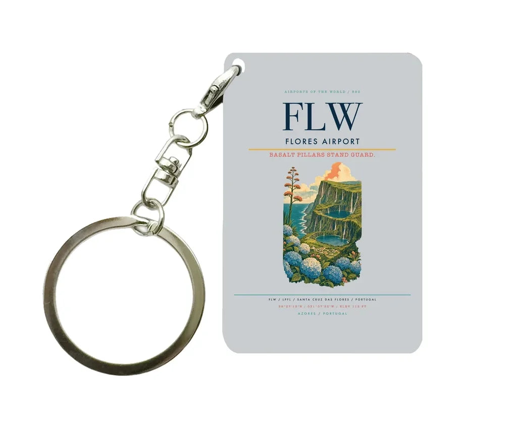 Flores Airport (FLW) design on light gray key chain
