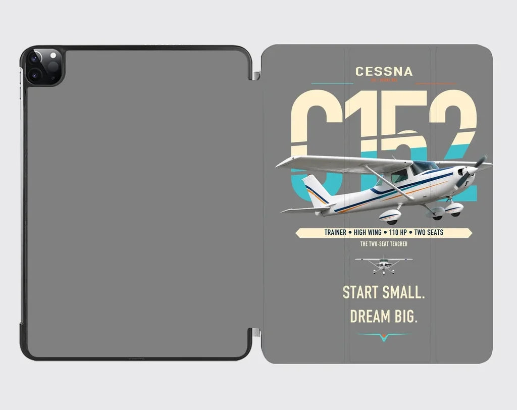 Cessna 152 design on gray ipad tablet case