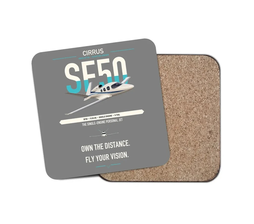 Cirrus Vision Jet G2+ design on gray 1 piece coaster