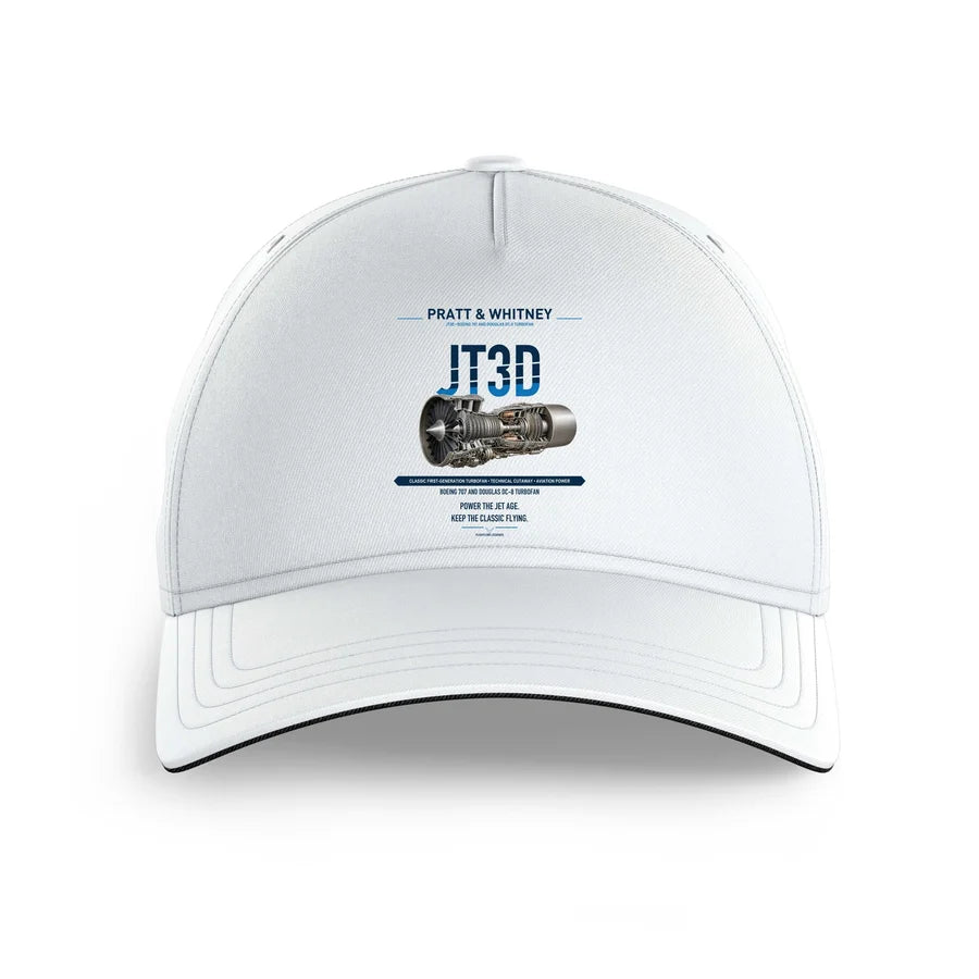 JT3D design on white printed hat